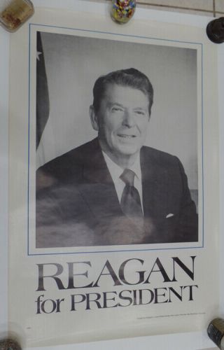 1980 Ronald Reagan For President Poster W/official Campaign Disclaimer Lg Size