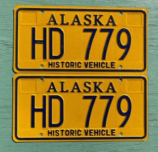 2 Alaska Historic Vehicle License Plates - Matching Pair Hd - 779 Cond.