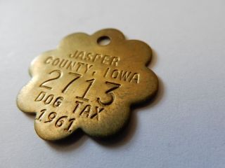 Vintage 1961 Jasper County Iowa U.  S.  Dog License Tax Tag No.  2713 Metal D2012