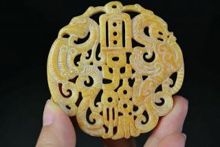 Delicate Chinese Old Jade Carved Phoenix Pendant N36