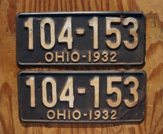 1932 Ohio Passenger License Plate Pair / Set