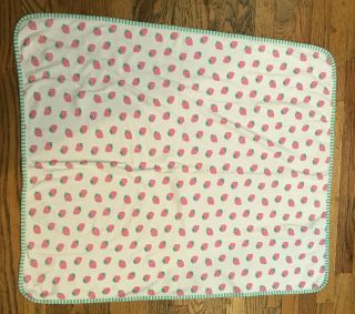 Vintage Reversible Strawberries & Polka Dots Gymboree Blanket 90s Htf Rare