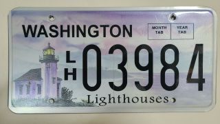 Washington License Plate,  Lighthouses,  Lh03984,
