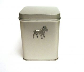 English Bull Terrier Design Tin Tea Caddy With Pewter Motif Mother Useful Gift