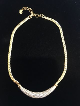 Vintage Gold Tone Rhinestone Christian Dior Collar Necklace