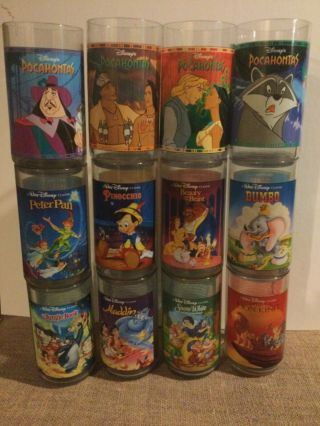 Burger King Walt Disney 1994 Collector Glasses And Pocahontas Cups All 12
