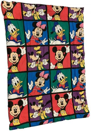 Vintage Disney Mickey & Friends Twins Reversible Comforter Blanket