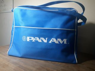 Vintage Pan Am Airlines Carry On Tote Bag With Strap Blue