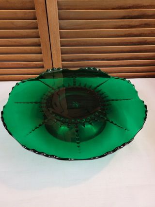 Vintage Green Depression Glass Cake Plate Stand Rotating Aluminum Base