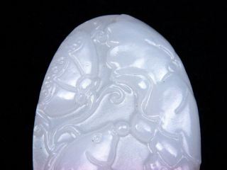 White Jade Hand Carved Pendant Carp Fishe Koi & Lotus Theme 12282008 2