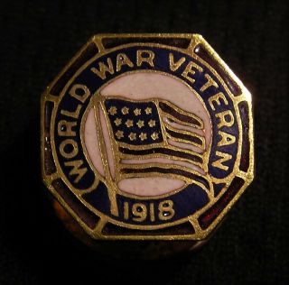 1918 Wwi Us Veteran Screwback Enameled Pin - Ww1 World War 1 Sb Aef