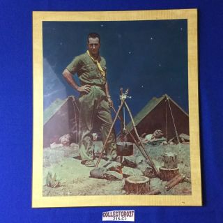 Boy Scout Norman Rockwell The Scoutmaster 15 " X 18 " Wall Hanging On Board