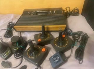 Vintage Atari 2600a Vcs Video Game System Complete W/ Controllers Games