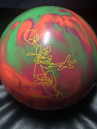 Vtg Brunswick Disney Goofy Rainbow Cosmic Bowling Ball Green Orange Purple 12lbs