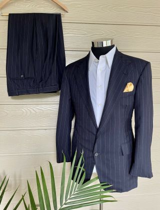 Vtg Polo Ralph Lauren Men’s 2 Button Wool Suit Navy Blue Usa • 40 S | 34 X 28