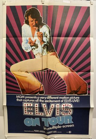 Vintage 1972 Elvis On Tour One Sheet Folded Poster 27” X 41”