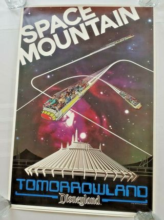 Vintage 1977 Disney Space Mountain Tomorrowland Print Poster