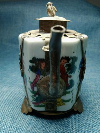 Collectable Decoration Handicrast Porcelain Painting Beauty Auspicious Teapot