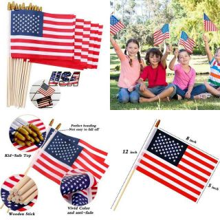 Small American Flags On Stick 5x8 Inch/30 Pack - Mini Ameirican Flags/handheld A