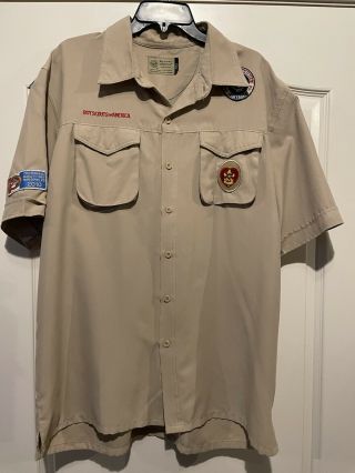 Men’s Vented Microfiber Boy Scout Bsa Uniform Shirt Size Large