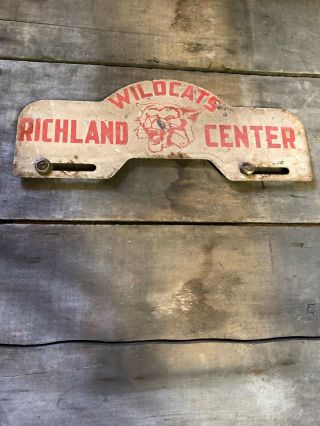 Vintage Richland Center High School Wildcats Metal Booster License Plate Indiana