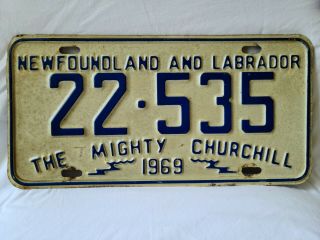 Vintage 1969 Newfoundland And Labrador Canada The Mighty Churchill License Plate