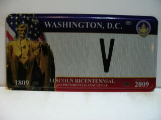 2009 District Of Columbia License Plate V Lincoln Bicentennial Souvenir As4271