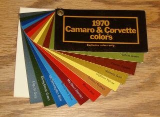 1970 Chevrolet Camaro & Corvette Dealer Fan Wheel Color Chip Booklet 70