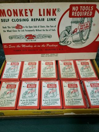 Vintage Monkey Links Store Display With 20 Boxes Tire Chain Repair For Cars No 1