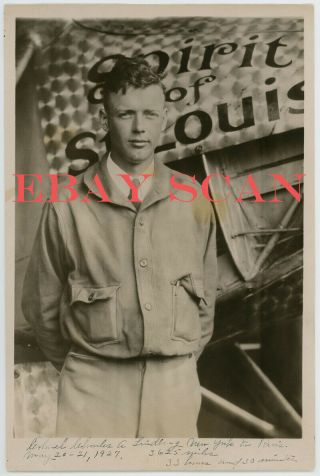 Charles Lindbergh Vintage Photo York To Paris 1927 Spirit Of St.  Louis Rare