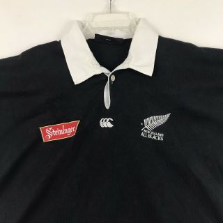 Vintage Canterbury Zealand All Blacks Steinlager Rugby Polo Shirt XL Black 3
