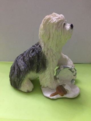 Old English Sheepdog Knocked Over Paint Pot Figure,  Dulux Dog Ornament,  Leonardo