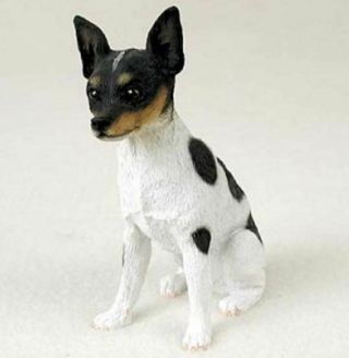 Rat Terrier Dog Figurine Statue Hand Painted Resin Gift Pet Lovers Black