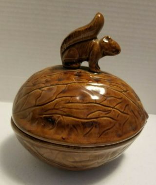 Vintage Holland Mold Ceramic Glazed Squirrel Nut/candy Dish - Artist Signed