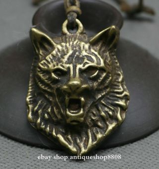 Old Chinese Bronze Fengshui Zodiac Year Tiger Beast ferocious Pendant Aumlet 2