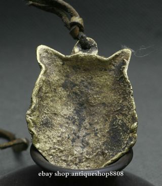 Old Chinese Bronze Fengshui Zodiac Year Tiger Beast ferocious Pendant Aumlet 3