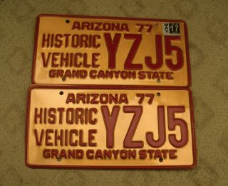 C2 - Arizona Solid Copper Historic Vehicle License Plate Pair Yzj5