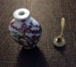 Very Old Asian Porcelain Snuff Bottle with Hand Painted Cherry Blossoms 3