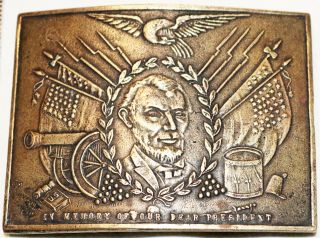 Ata - 52 Brass Belt Buckle Lincoln Funeral Plate Forgery