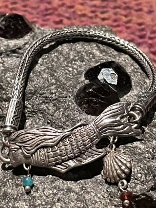 Vintage Tabra Sterling Mermaid Connector Charm For Tabra Bracelet Or Anklet