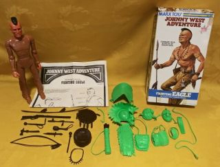 Vtg 1975 Marx Johnny West Adventures Fighting Eagle W/ Accessories & Box Vg Cond
