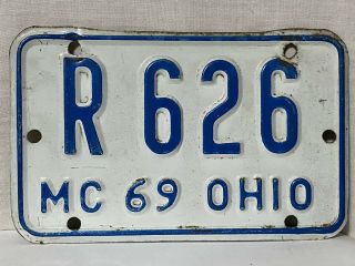 Vintage 1969 Ohio Motorcycle License Plate R 626