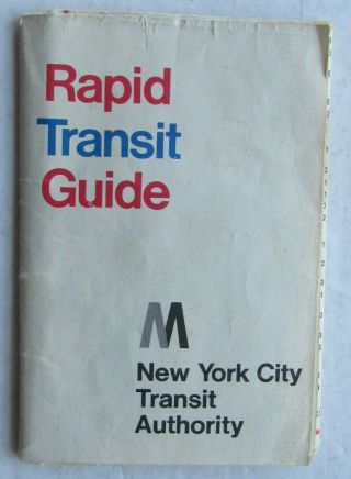 Rapid Transit Subway Guide & Map York City Transit Authority 1968