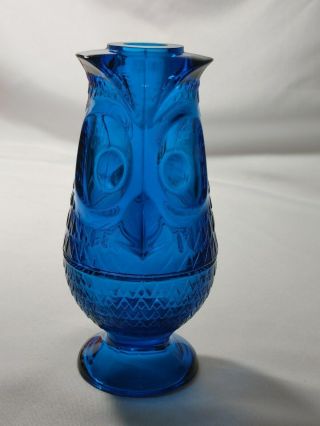 Vintage Viking Glass Bluenique Owl Fairy Courting Candle Lamp Blue Tea Light