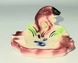 Vintage Pink Flamingo Ceramic Small Trinket Dish Occupied Japan Mcm