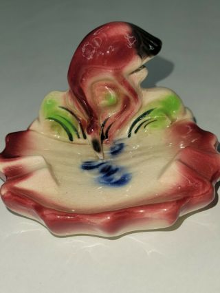 Vintage Pink Flamingo Ceramic Small Trinket Dish Occupied Japan MCM 2