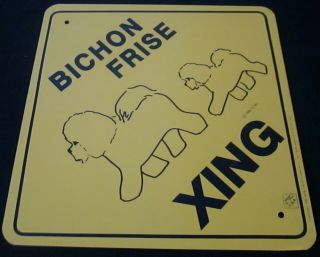 Bichon Frise Crossing Metal Sign 12 X 12