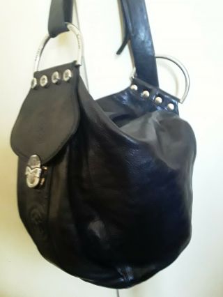 Vintage Marino Orlandi Italian Leather Black Sling Backpack Handbag