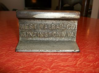 Antique West Va Rail Co Huntington W Va Mini Advertising Paperweight 3 " 14.  5 Oz
