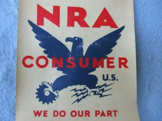 Great Depression US National Recovery Act Window Sticker NRA FDR 1933 2
